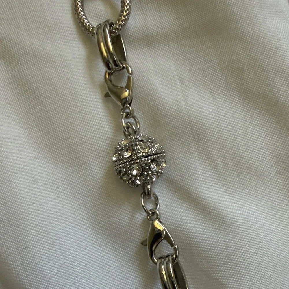 Layered Silver Angel & Heart Necklace with Black Bead Accents